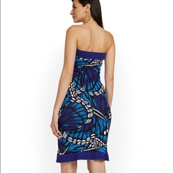 New York & Company Butterfly-Print Strapless Dress - Picture 2 of 10